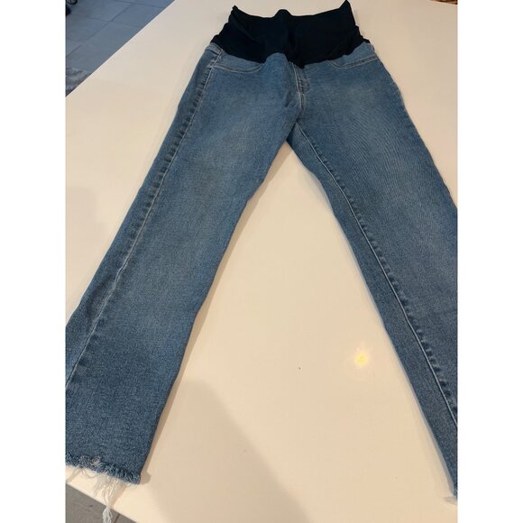 Maternity Jeans With Stretchy Black Waistband By JustUSA Size 10 Light Blue Deni - Picture 1 of 7